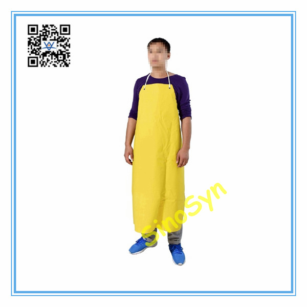 FQ1735 Yellow CR Neoprene Acid-Proof Anti-oil Apron Working Safty Protective Waterproof 46inch